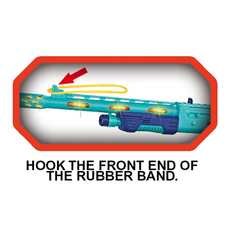 QS High Quality Plastic Rubber Band Gun Toys Light Music Children Gift Electric Toy Guns From Shantou Supplier