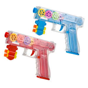 QS 2 in 1 Kids Soft Bullet Toy Gun Shooting Electric Plastic Gear Vibration Guns With Sounds Light