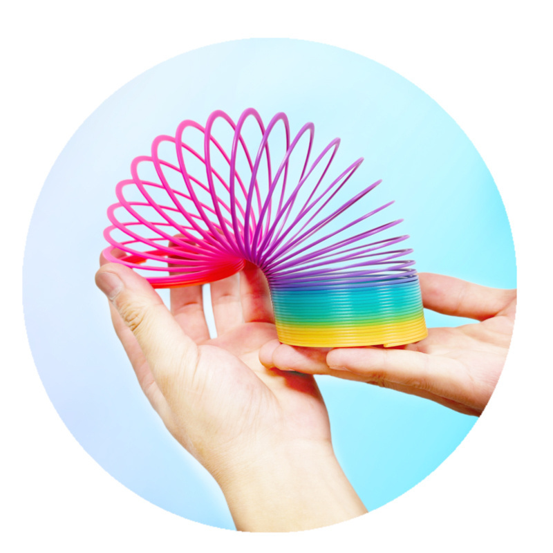 QS New Arrival Kids Plastic Color Magic-Spring Toys Friendly Material Colorful Rainbow Circle Toys For Children Funny Gift