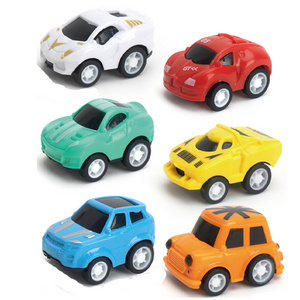 QS Factory Mini Cartoon Pull Back Toys Car Multi Style 6 Colors Plastic Small Size City Series Vehicle Toys For Children Gift