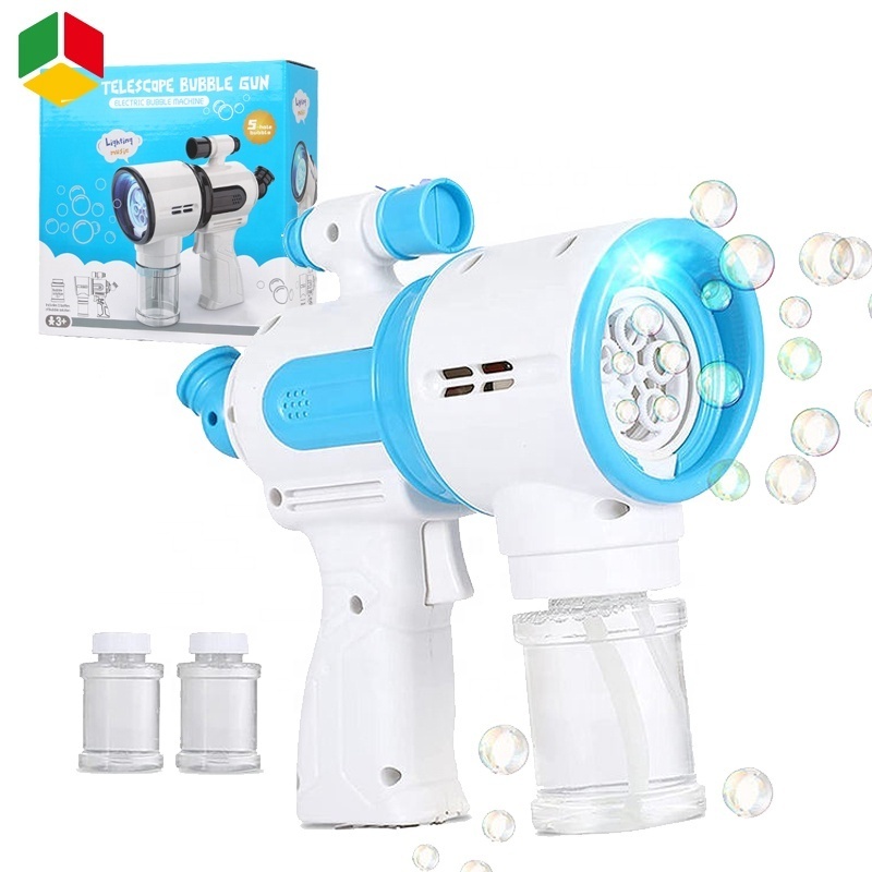 QS Automatic Bubble Gun Toys Light Music Electrical Party Favors Bubble Gun Bubble Machine For Kids