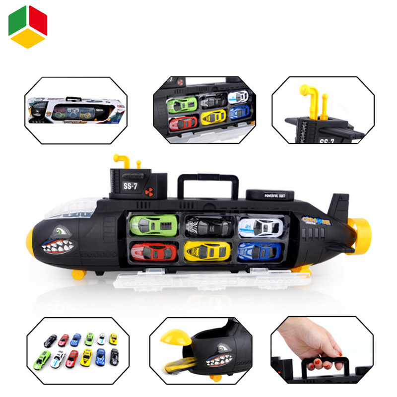 QS Hot Selling Children Plastic Portable Shark Submarine Receive Model Toy Play Set Metal Alloy  Car Vehicles  Toy