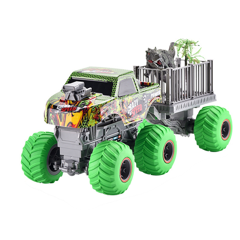 QS Customized Remote Control Toys 2.4G 1:16 Scale 4WD Big Wheel Climbing Off Road RC Tractor Vehicle Trucks Toys with Dinosaur