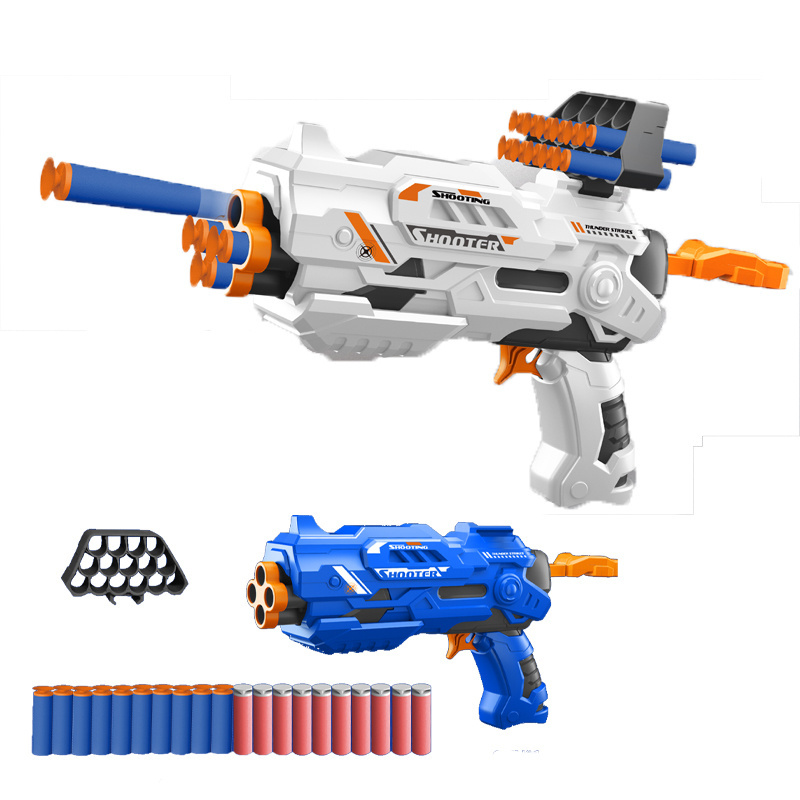 QS Factory Kids Outdoor Shooting Game Safe Air Foam Darts Blaster 4 Continuous Soft Bullet Gun Toys With 20 Pcs EVA Bullets