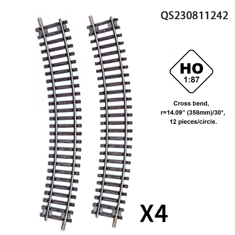 QS Customized Railway Toy 4PCS 1:87 HO Scale Simulation G1 Straight Bend Rail Model Miniature Train Track Toys For Kids Play