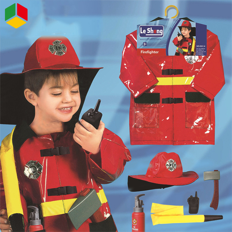 QS Halloween Costumes Toys Firefighter Uniform Carnival Party Firemen Fire Drill Children Performance Clothing For Kids