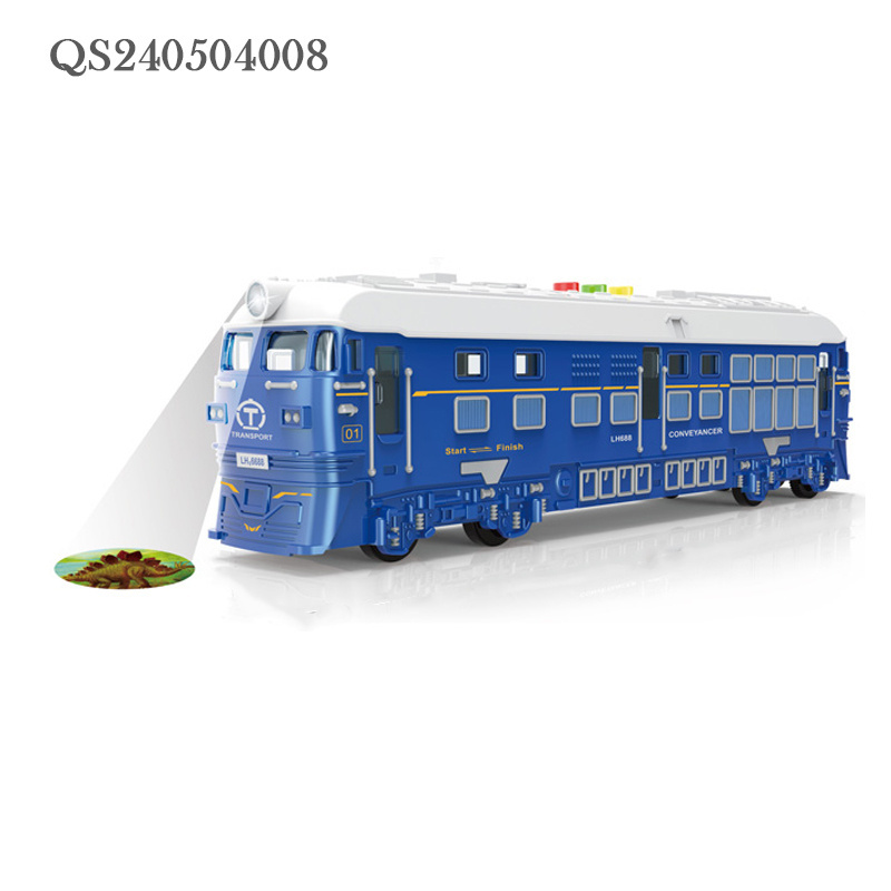 QS High Quality Kids Multi Function City Bus Model Toys Plastic Friction Projection Spray Simulation Train Toys With Sound Light