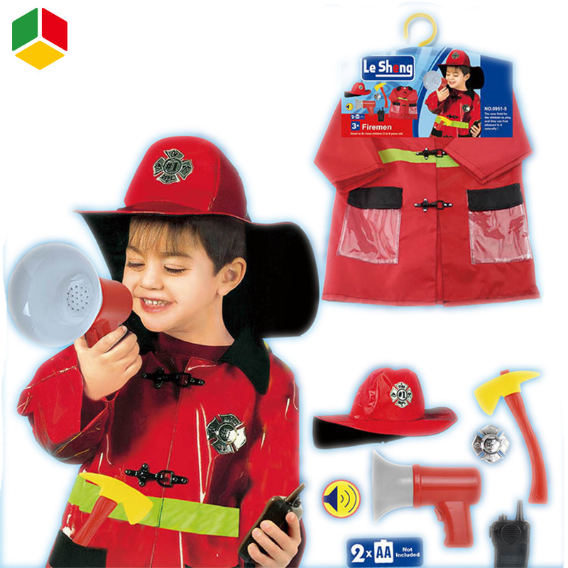 QS Halloween Costumes Toys Firefighter Uniform Carnival Party Firemen Fire Drill Children Performance Clothing For Kids