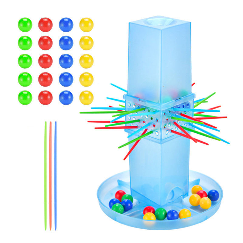 QS Cheap Price Creative Balance Puzzle Game Toy Colorful Ball Drop  Plastic Trick Stick Board Game Toys For Party Family  Play