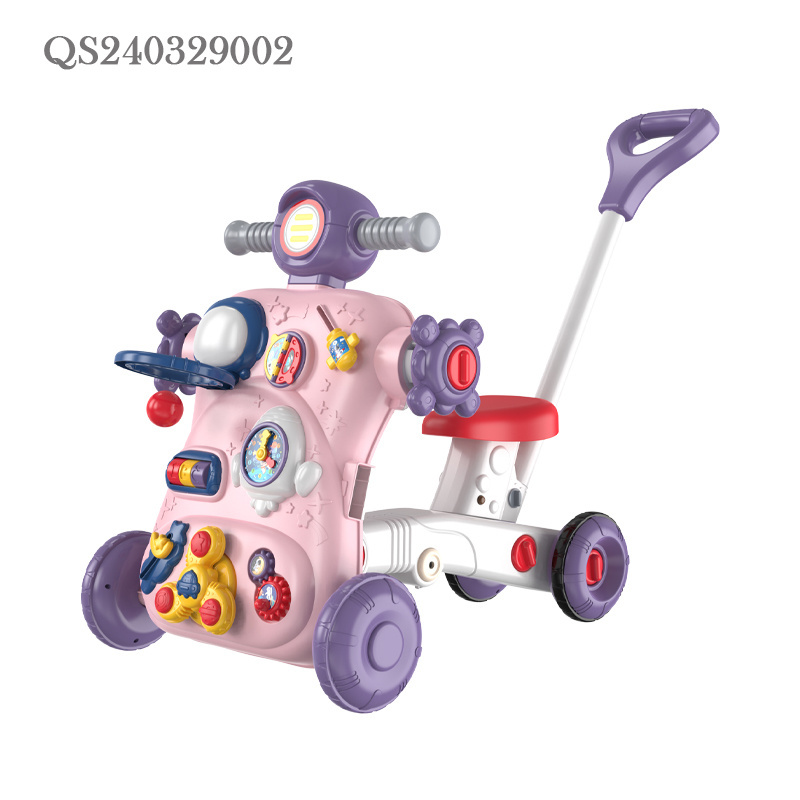 QS High Quality Educational Baby Walker Toys 2 Colors Plastic 4 In 1 Multi Function Early Learning Sliding Bicycle Car Toys