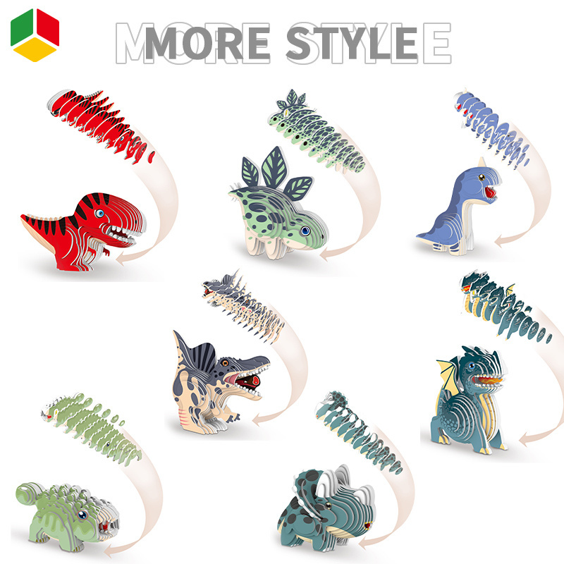 QSTOYS Eco-Friendly 3D Paste Jigsaw Puzzle Animal Dinosaur Model Paper Crafts Puzzle STEM Kit For Kids Gifts