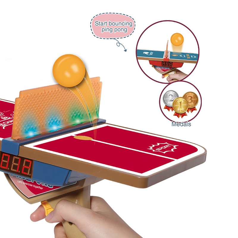 QS Customized Educational Sports Toys Kids Electronic Exercises Equipment Mini Handheld Ping-Pong Ball Table Tennis Trainer Toys