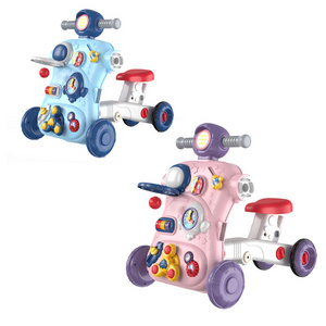 QS High Quality Educational Baby Walker Toys 2 Colors Plastic 4 In 1 Multi Function Early Learning Sliding Bicycle Car Toys