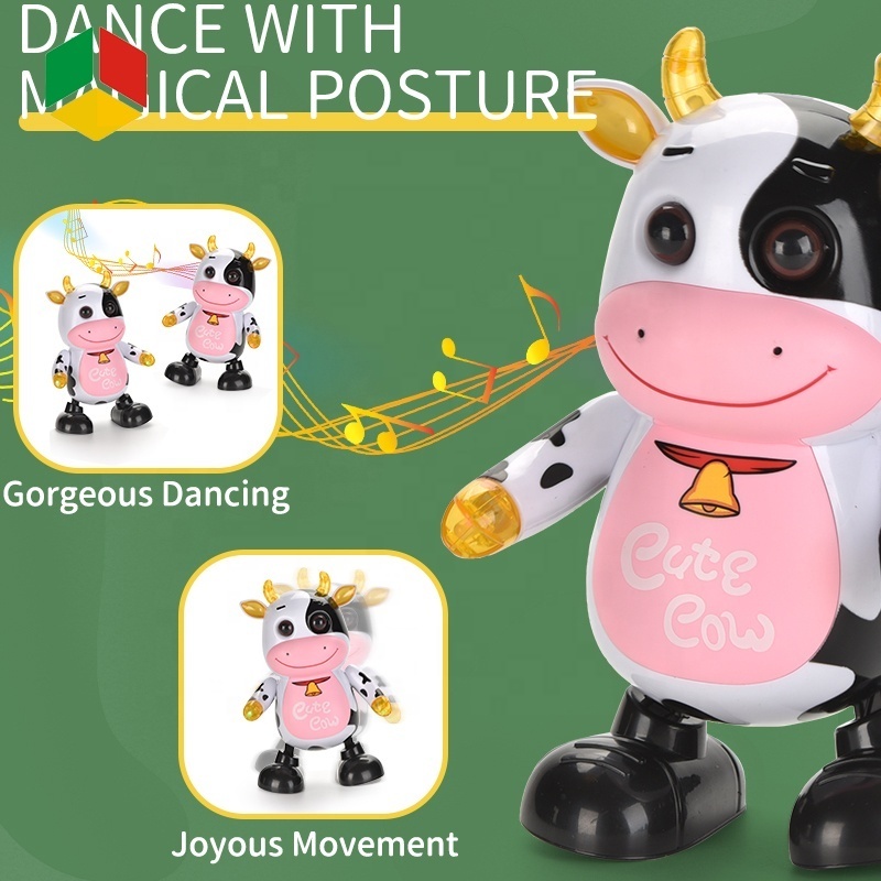 QS Cheap Price Interesting Battery Operated Plastic Cartoon Cute Animal Singing Dancing Cow Toys For Children Kid