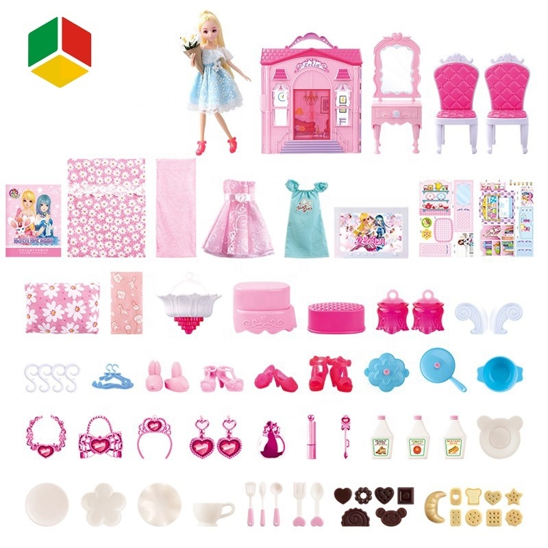 QS TOY Custom Girl Makeup Kit Real Doll Collection Lifelike Party DIY Dress Up Game Star Closet Set Toy With 3D Eyes