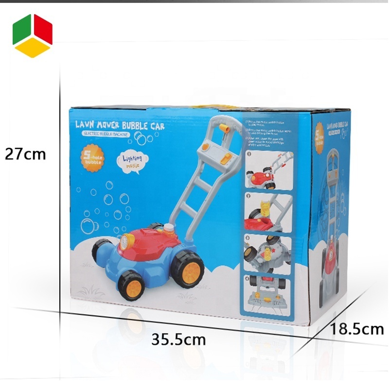 QS Toy Automatic Bubble Blowing Trolley Hand Push Lawn Mower Bubble Making Machine Toy Electric Parent-child Outdoor Toy