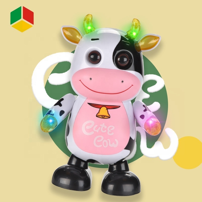 QS Cheap Price Interesting Battery Operated Plastic Cartoon Cute Animal Singing Dancing Cow Toys For Children Kid