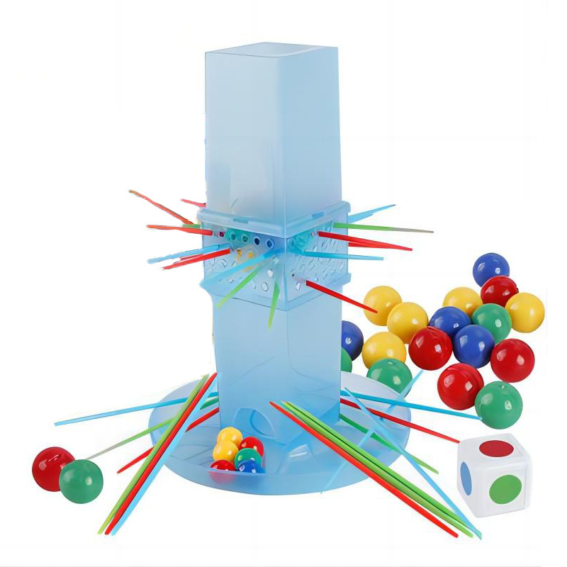 QS Cheap Price Creative Balance Puzzle Game Toy Colorful Ball Drop  Plastic Trick Stick Board Game Toys For Party Family  Play