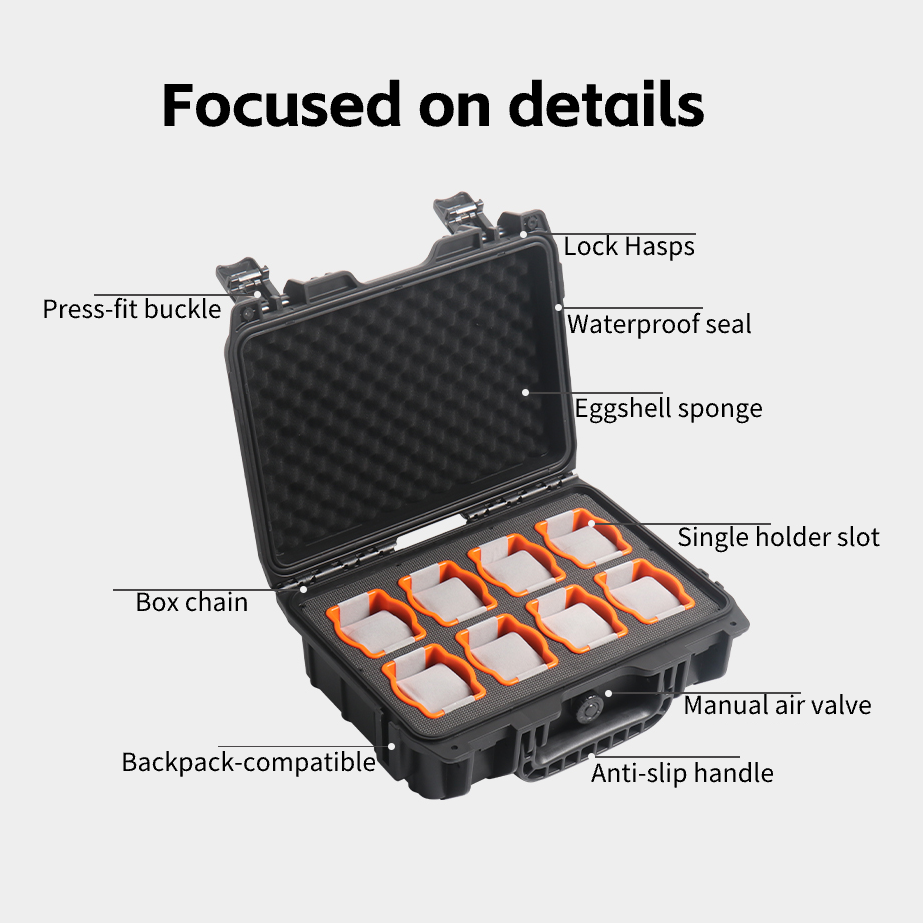 Watch Case 8 Slots Watch Organizer Storage Box Model 8BH Black IP67 ODM 6 Watch Foam Case Carri Case