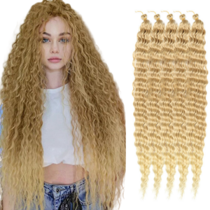 24inch 100g Deep Wave Crochet Hair Ombre Deep Box Braid Twist Ocean Wave Water Synthetic Braiding Hair Extensions