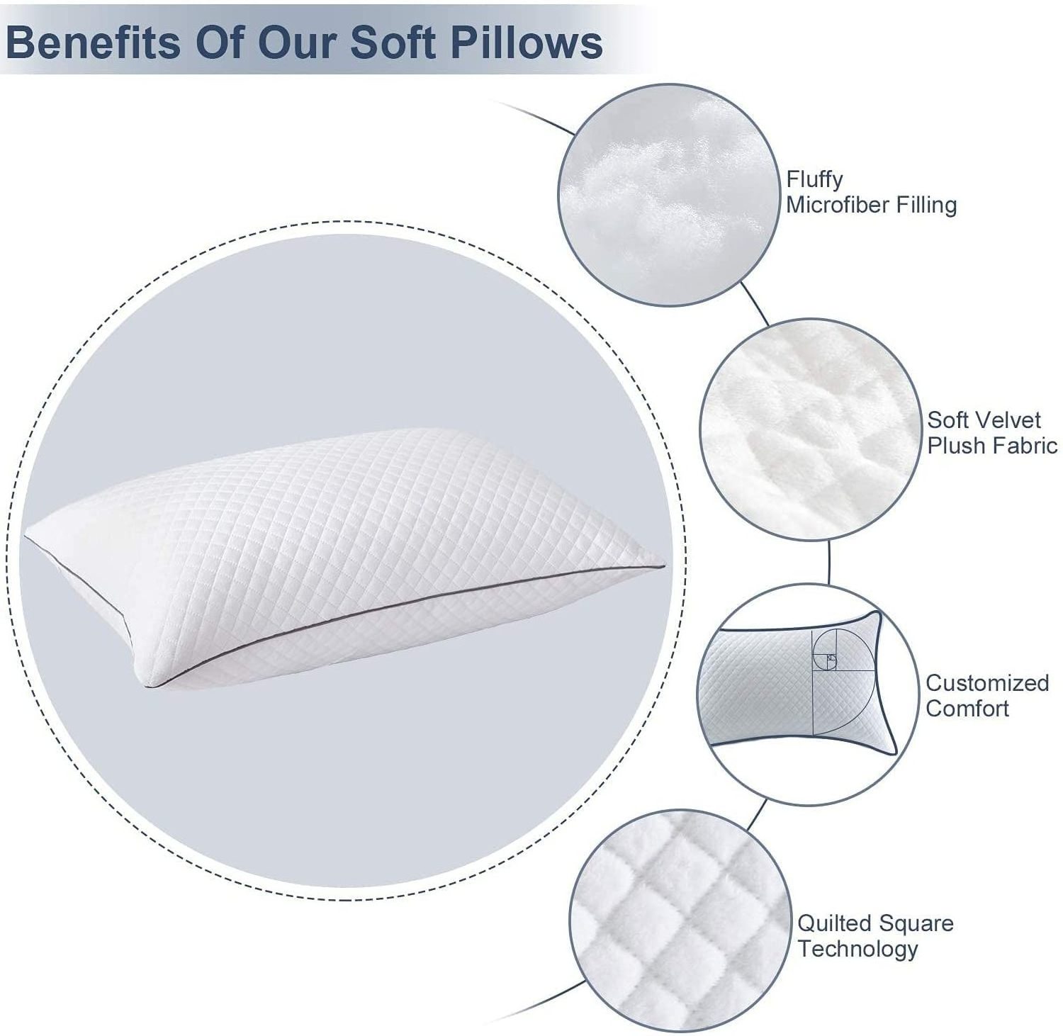 customized size cotton cover microfiber hotel luxury pillows hotel pillow insert for wholesale