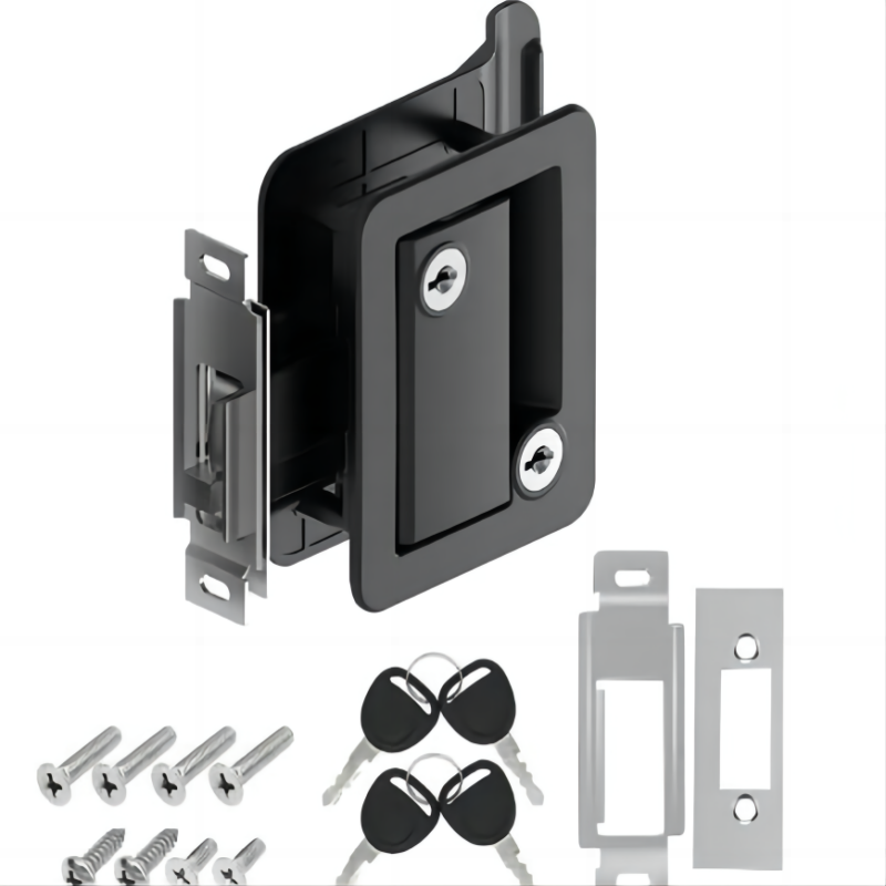 Outdoor Lock Black Handle Latch RV Door Latch Replacement Kit RV Entry Door Lock For RV