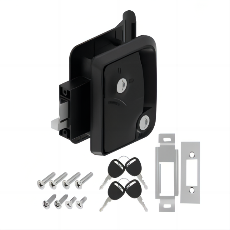 Heavy Duty Black Zinc Alloy Handle Latch RV Door Latch Replacement Kit RV Entry Door Lock For RV