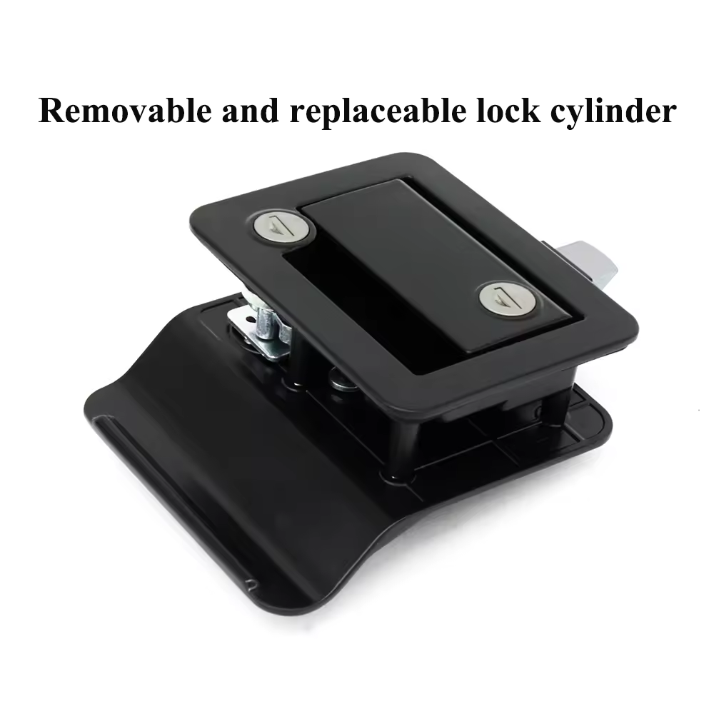 Black RV Travel Trailer Entry Door Lock with Paddle Deadbolt Black RV Door Latch and Lock Cylinders