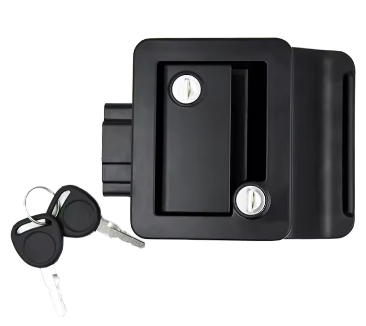 Black RV Travel Trailer Entry Door Lock with Paddle Deadbolt Black RV Door Latch and Lock Cylinders