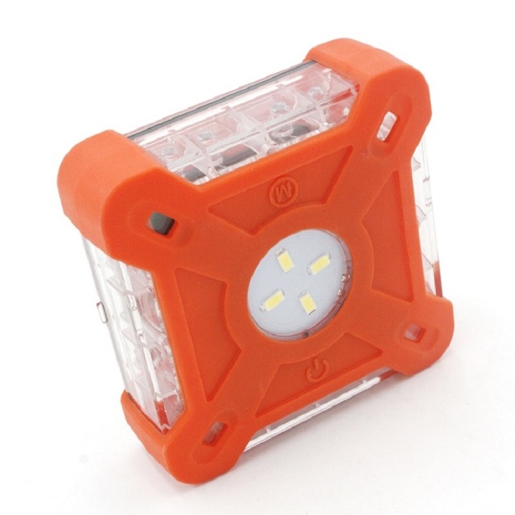 Square LED Flashing Roadside Safety Discs Warning Traffic Emergency Light LED Road Flares with 9 Modes and Strong Magnet