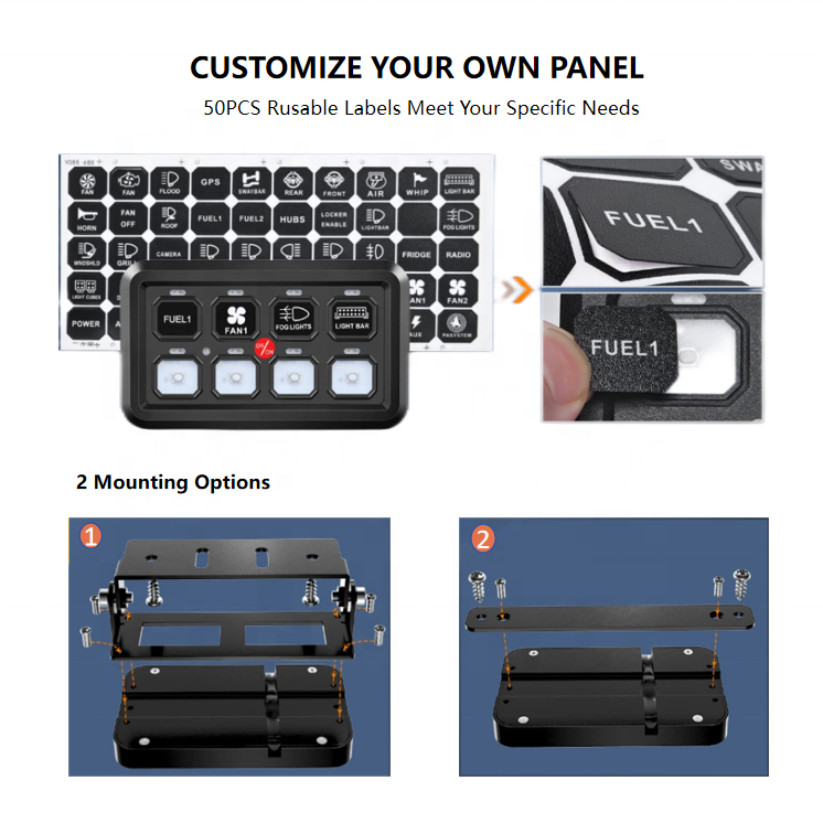 Switch Panels 8 Gang Switch Panel Circuit Control Relay System RGB for 12V Caravans Trucks SUV ATV UTV Boat Marine Customized