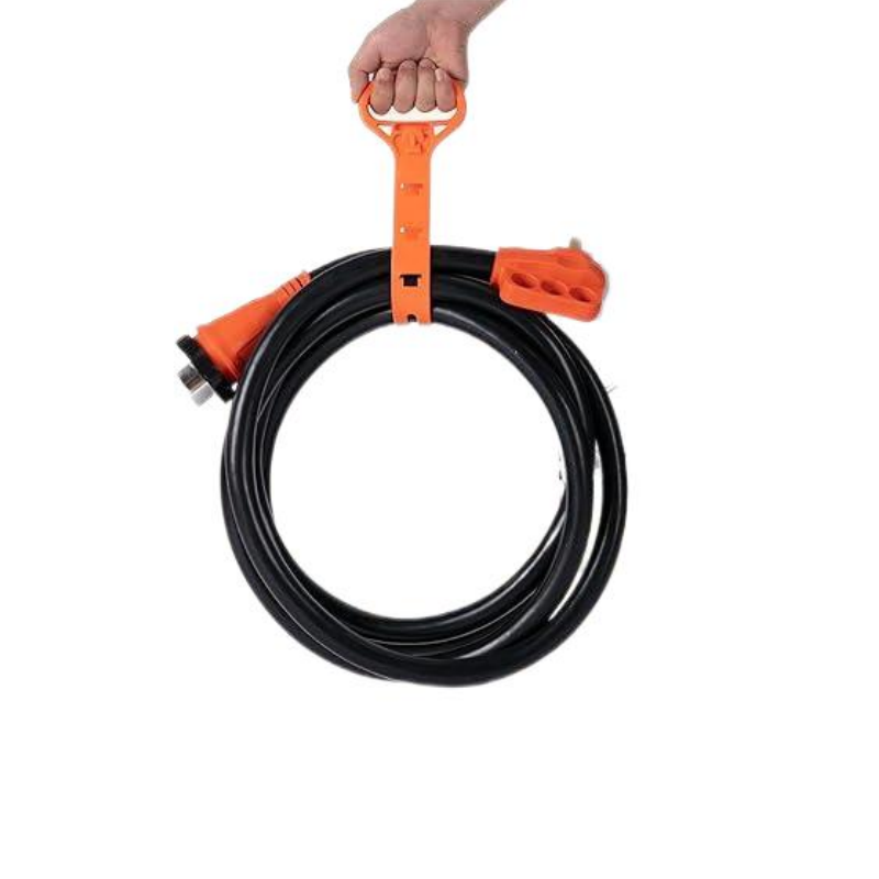 Retractable Cable Orange Plug NEMA 14-50P to SS 2-50R 25FT RV Extension Cord for RV Trailer