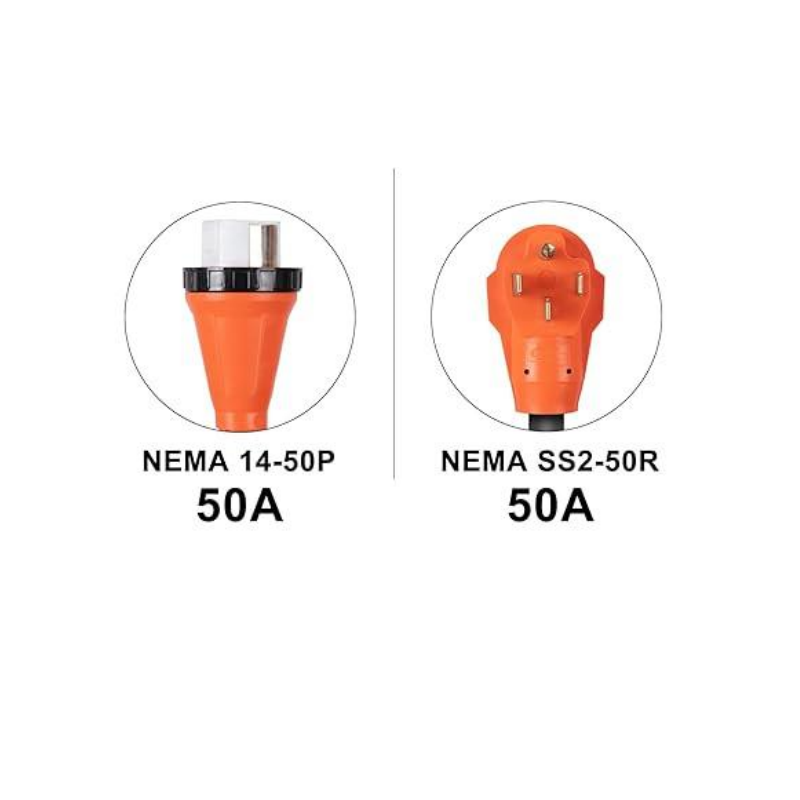 Retractable Cable Orange Plug NEMA 14-50P to SS 2-50R 25FT RV Extension Cord for RV Trailer