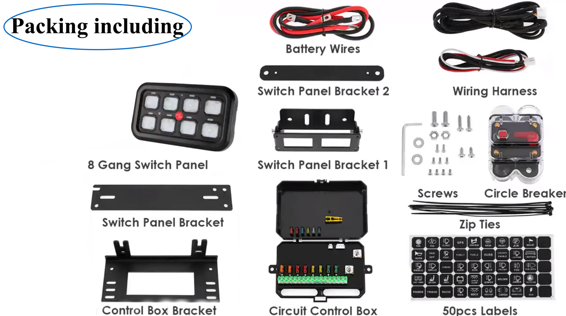 8 Gang LED Dimmable Switch Panel 12V 24V Universal Automotive Switch Panel Circuit Control Box for Boat Truck Car