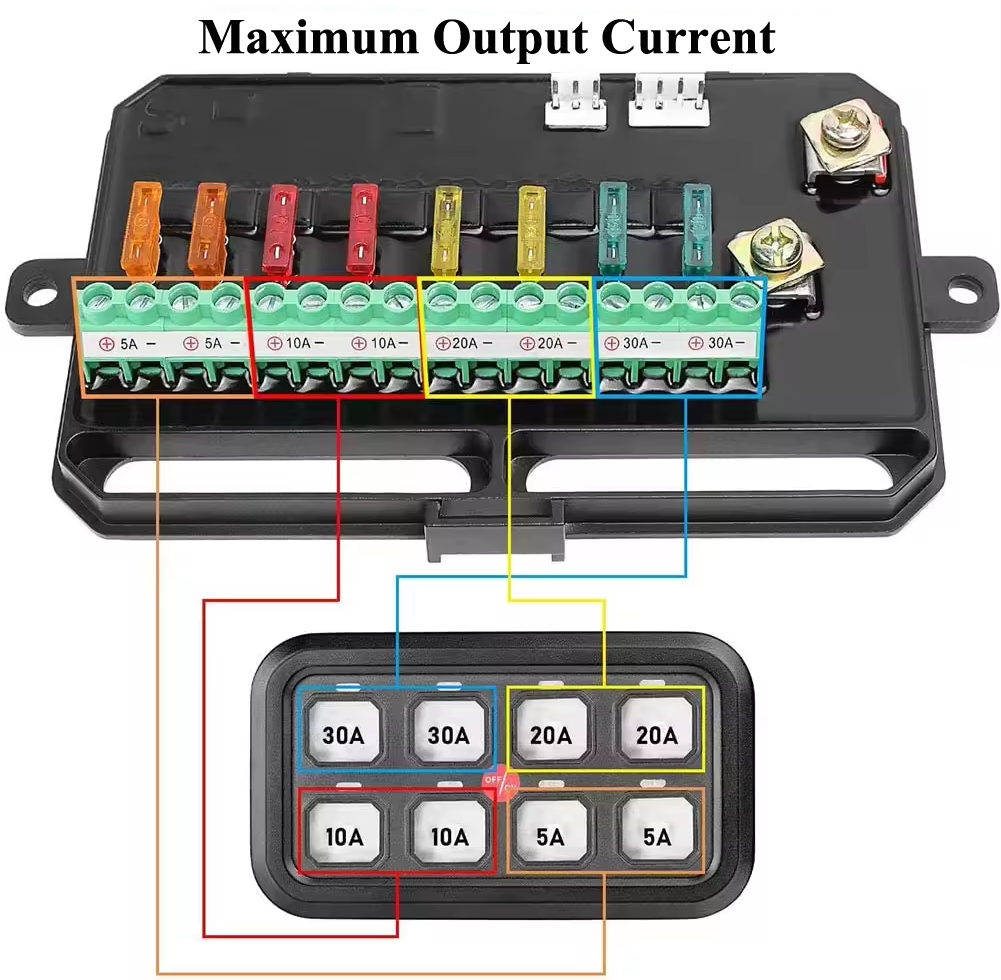 8 Gang LED Dimmable Switch Panel 12V 24V Universal Automotive Switch Panel Circuit Control Box for Boat Truck Car