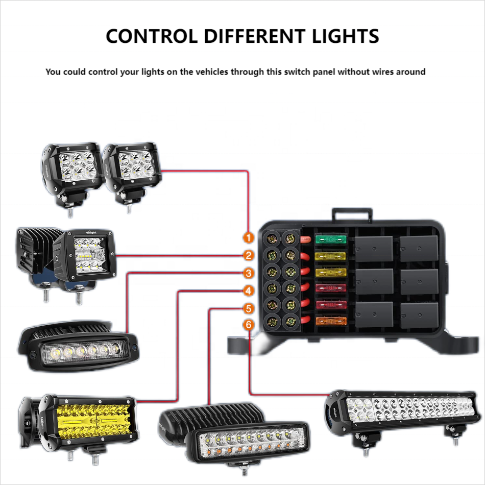 RGB Switch Panels 6 Gang Switch Panel Circuit Control Relay System for 12V  Caravans Trucks SUV ATV UTV Boat Marine