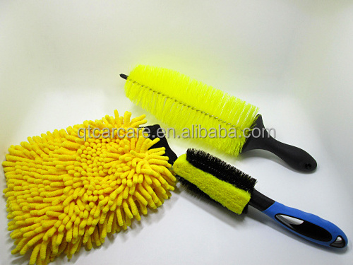 Car Cleaning Accessories Car Wash Tools  Chenille  Rubber Antislip Grip Car Auto Tire Detail Cleaning Brush kit