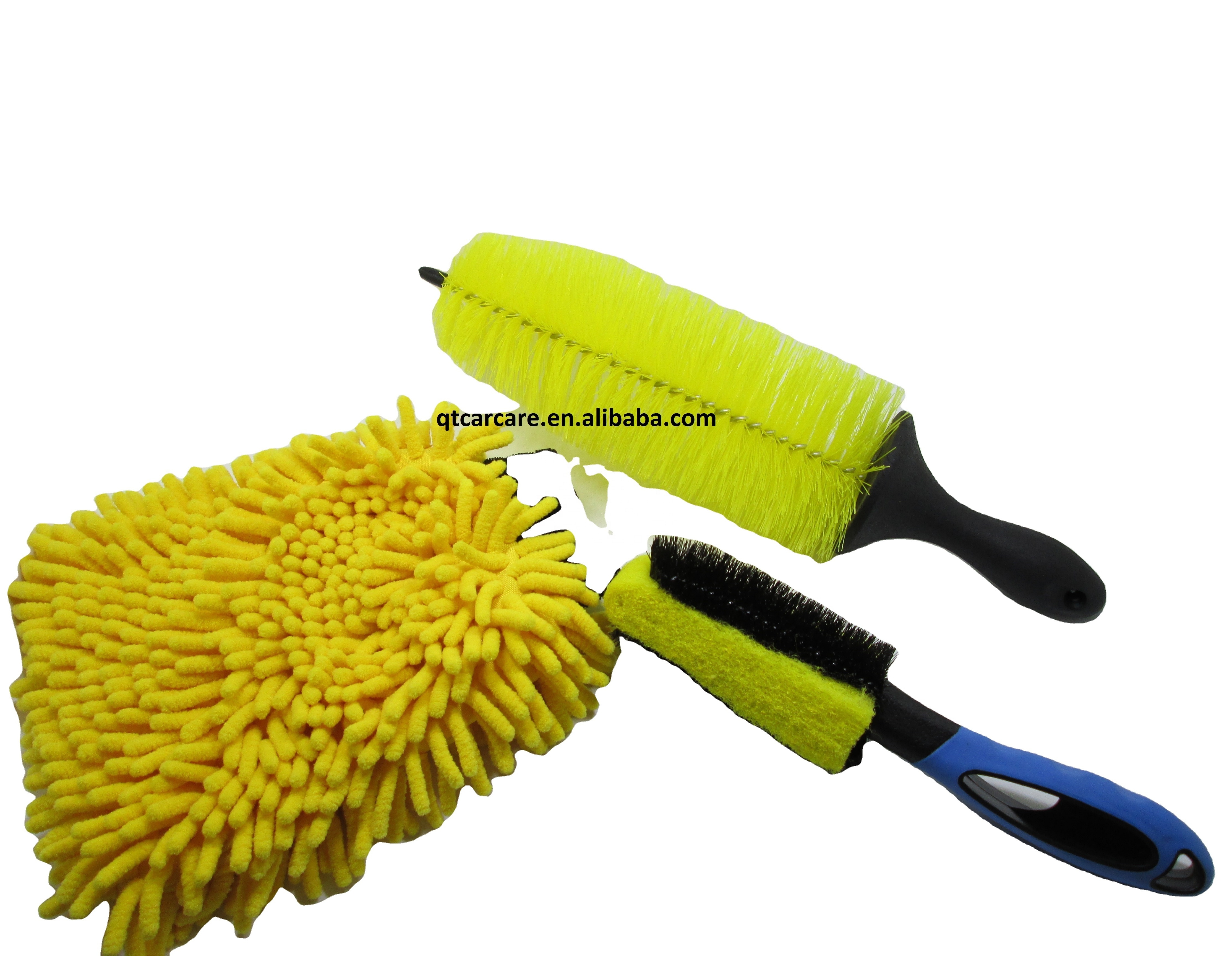 Car Cleaning Accessories Car Wash Tools  Chenille  Rubber Antislip Grip Car Auto Tire Detail Cleaning Brush kit