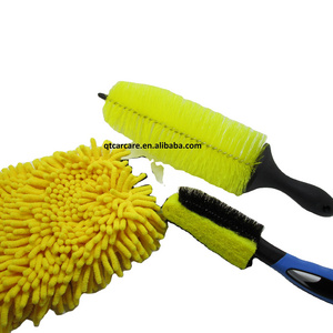 Car Cleaning Accessories Car Wash Tools  Chenille  Rubber Antislip Grip Car Auto Tire Detail Cleaning Brush kit