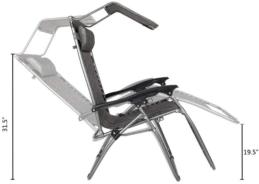 Folding camping  folding chair recliner with Sun shade and cuphplder