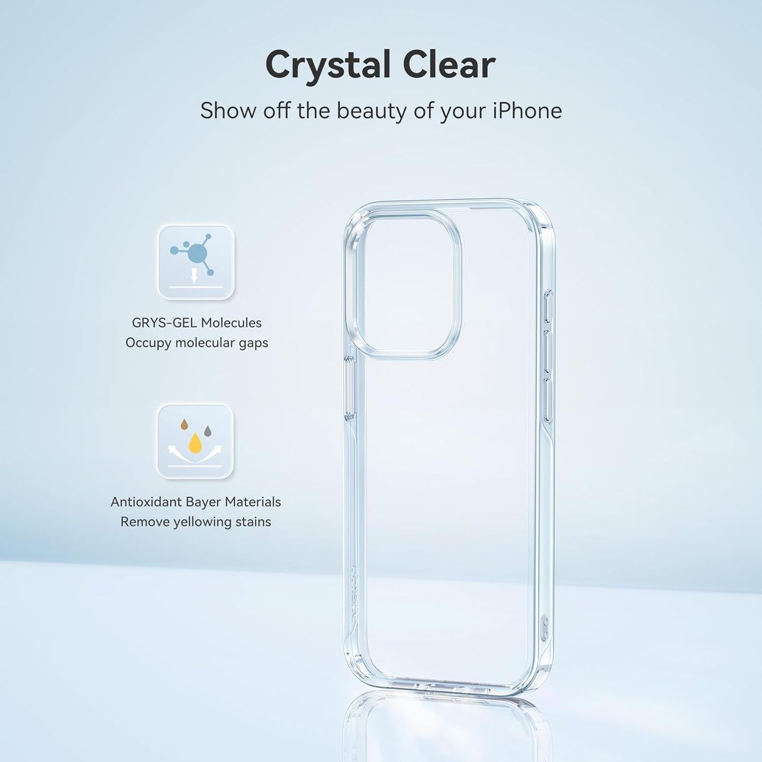 Crystal Clear Slim Fit Ultra Thin Flexible Silicone TPU Phone Case Non Yellowing Shockproof-for Christmas or Graduation