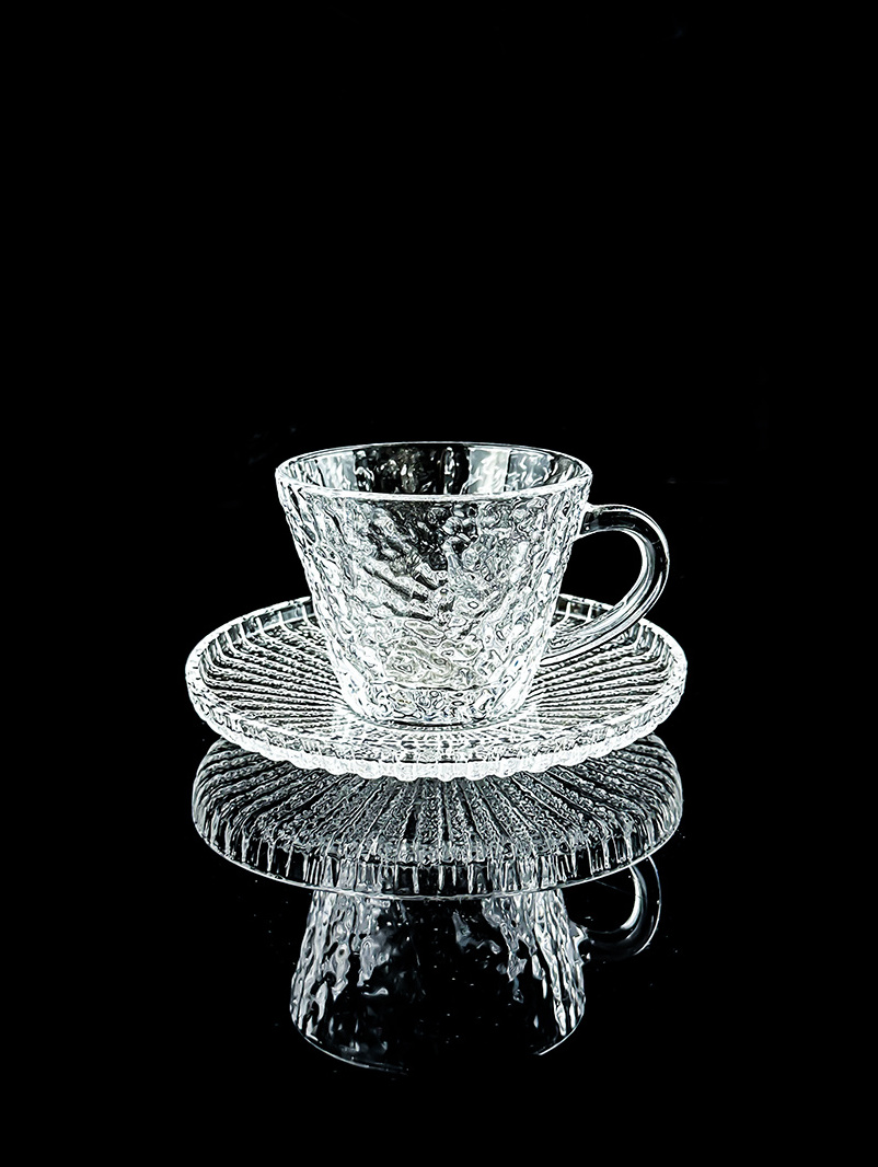 Newest Hot Selling afternoon glass fish coffee glass mug with Handle tea cup Saucer Set