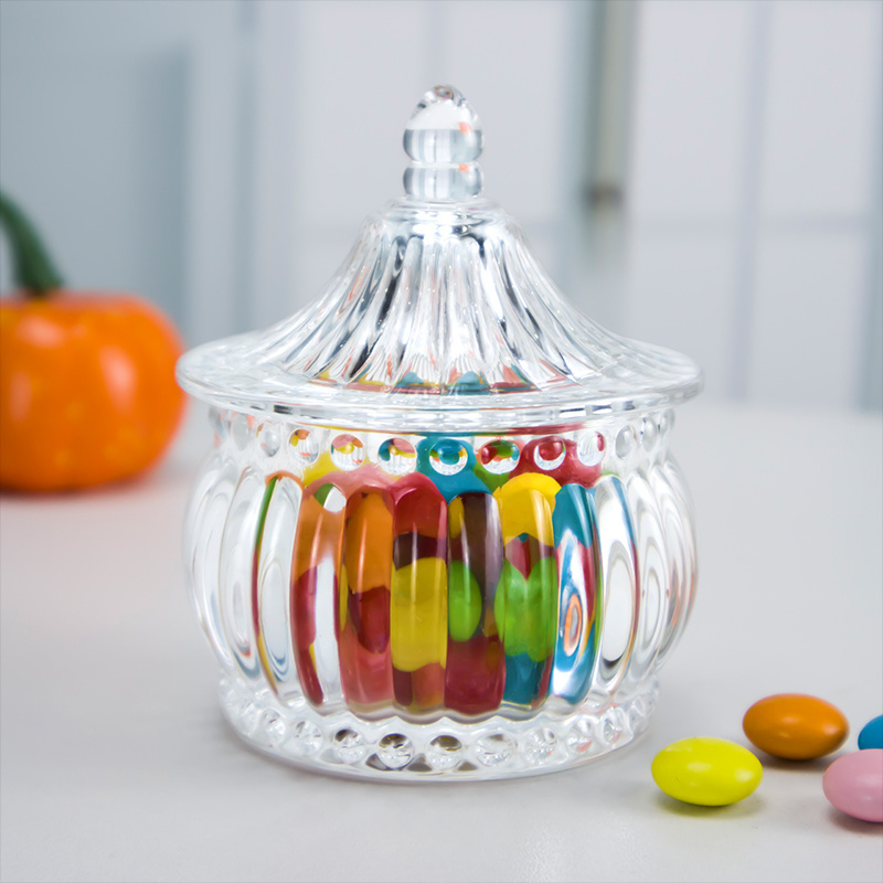 Factory New Pumpkin Shape Cookie Sugar Glass Jar Party Halloween Christmas Candy Jar with Lid