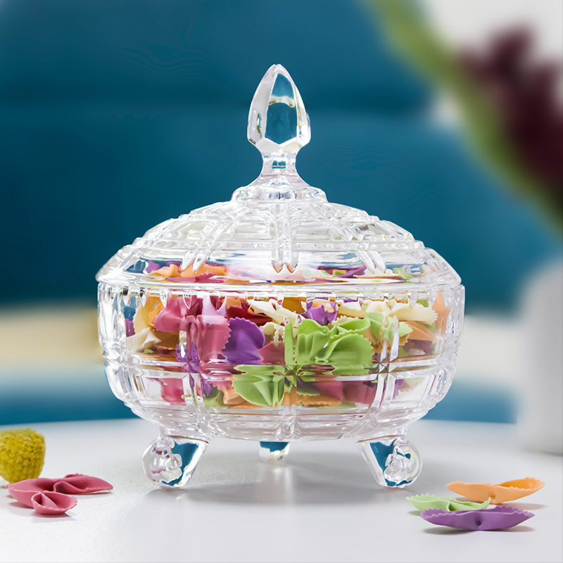 Home Wedding Decor Luxury Cookie Pot Footed Glass Candy Jar Big