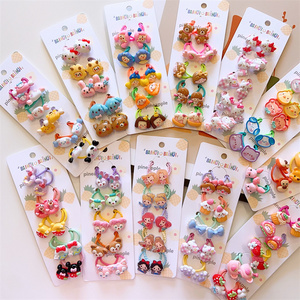 10pcs Girls Cartoon Hair Ties Lovely Animal Small Rubber Band Set Baby Ponytail Hair Scrunchies