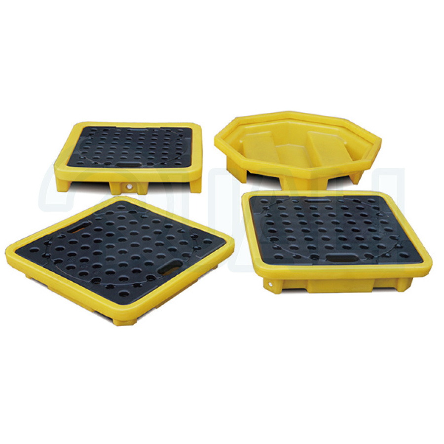 2 Barrels Oil Drum Plastic Anti-Spill Pallet Factory Price Forklift Used Spill Pallet Containment Spill Tray