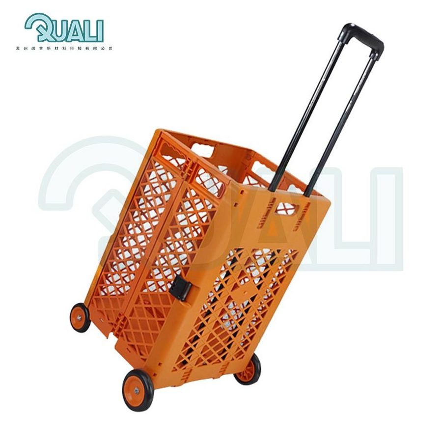 Quali Mesh Rolling Utility Cart Folding and Collapsible Hand Crate on Wheels