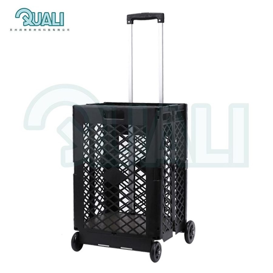 Quali Mesh Rolling Utility Cart Folding and Collapsible Hand Crate on Wheels