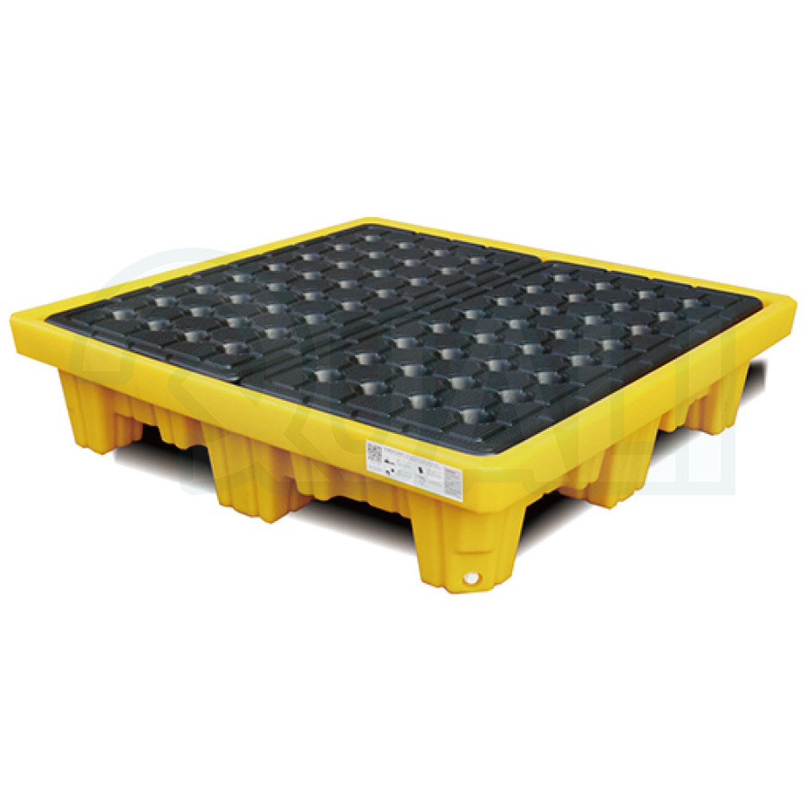 4 Barrels Plastic Anti-Spill Pallet Special For Chemical Plants 4 Way Entry Forklift Spill pallet