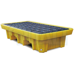 2 Barrels Oil Drum Plastic Anti-Spill Pallet Factory Price Forklift Used Spill Pallet Containment Spill Tray